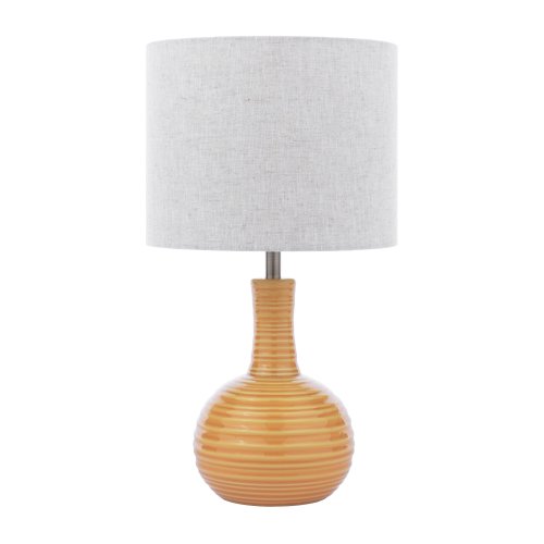 Laura Ashley Padley Table Lamp Yellow Ceramic and Antique Brass with Shade
