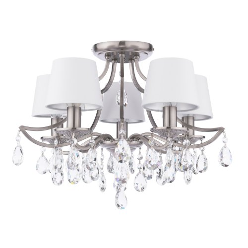 Laura Ashley Enstone 5 Light Semi-Flush Polished Nickel and Crystal with Shade