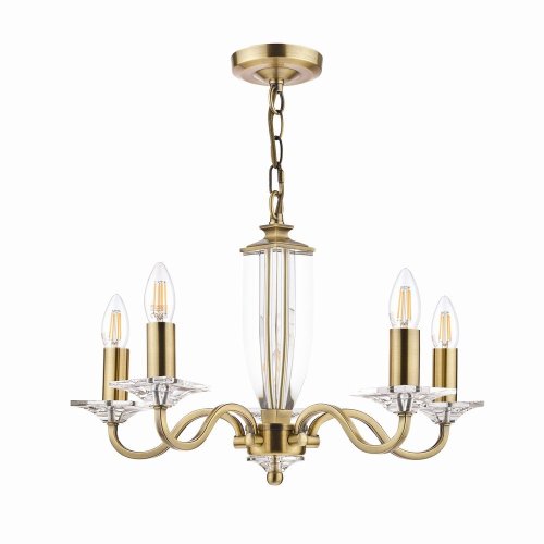 Laura Ashley Carson 5lt Chandelier Cut Glass & Antique Brass