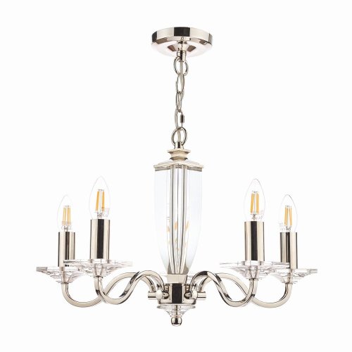Laura Ashley Carson 5lt Chandelier Cut Glass & Polished Nickel