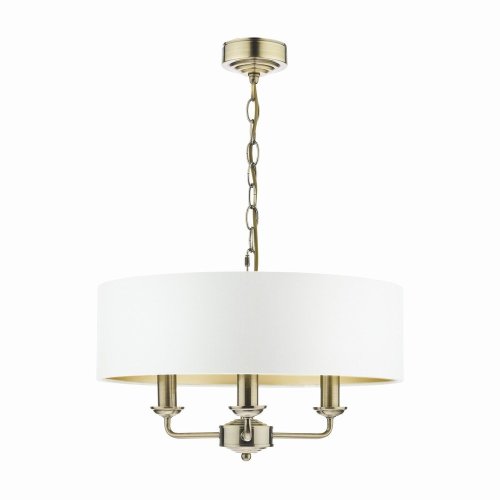 Laura Ashley Sorrento 3 Light Shadelier Antique Brass with Ivory Shade