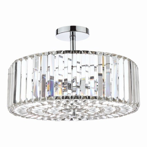 Laura Ashley Fernhurst 4lt Semi Flush Polished Chrome Glass