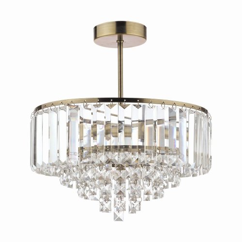 Laura Ashley Vienna 3lt Semi Flush Crystal & Antique Brass