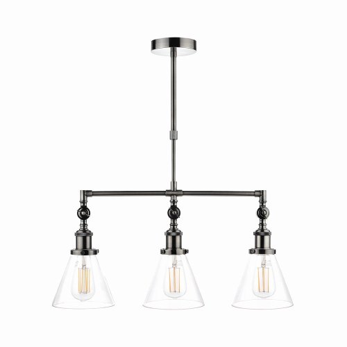 Laura Ashley Isaac 3lt Bar Pendant Satin Nickel Glass