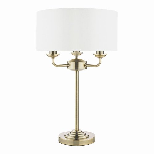 Laura Ashley Sorrento 3 Light Table Lamp Antique Brass with Ivory Shade