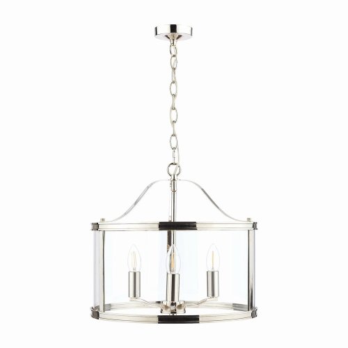Laura Ashley Harrington 3lt Pendant Polished Nickel Glass