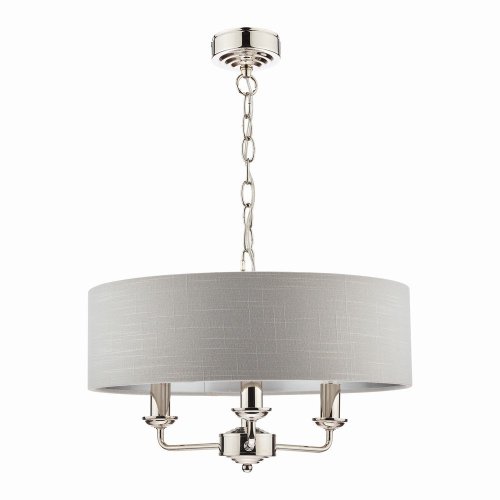Laura Ashley Sorrento 3 Light Shadelier Polished Nickel with Silver Shade
