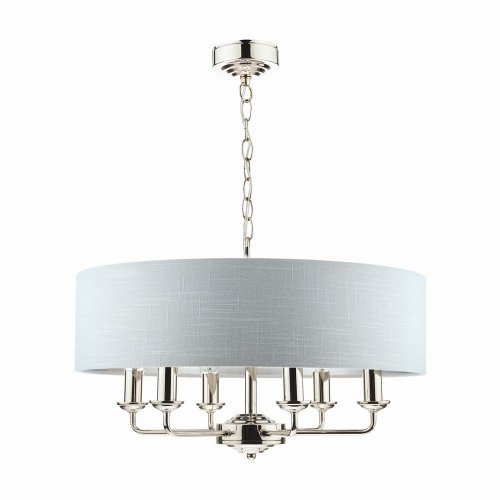 Laura Ashley Sorrento 6 Light Pendant Polished Nickel with Silver Shade