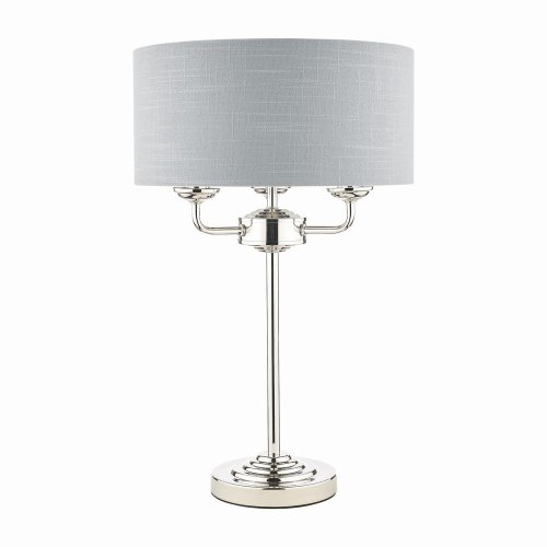 Laura Ashley Sorrento 3 Light Table Lamp Polished Nickel with Silver Shade