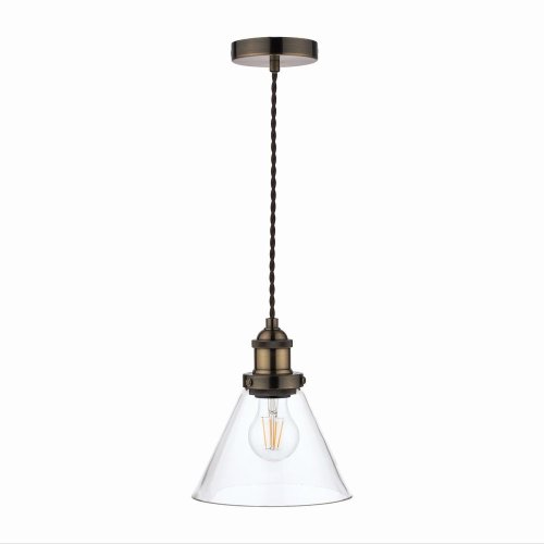 Laura Ashley Isaac Pendant Antique Brass Glass