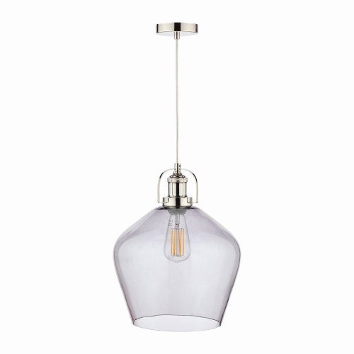 Laura Ashley Rye Pendant Polished Nickel Smoked Glass