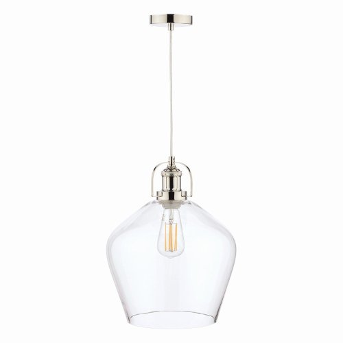 Laura Ashley Rye Pendant Polished Nickel Clear Glass