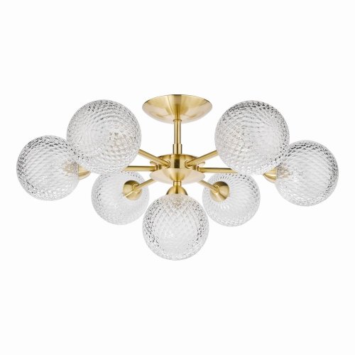 Laura Ashley Atherton 7lt Semi Flush Satin Brass Glass