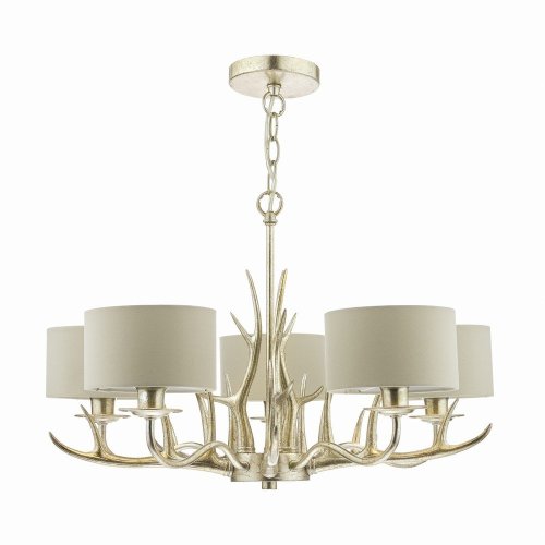 Laura Ashley Mulroy 5lt Antler Chandelier Champagne with Shades