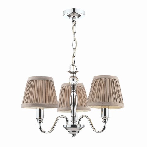 Laura Ashley Ellis 3lt Pendant Polished Chrome with Shades