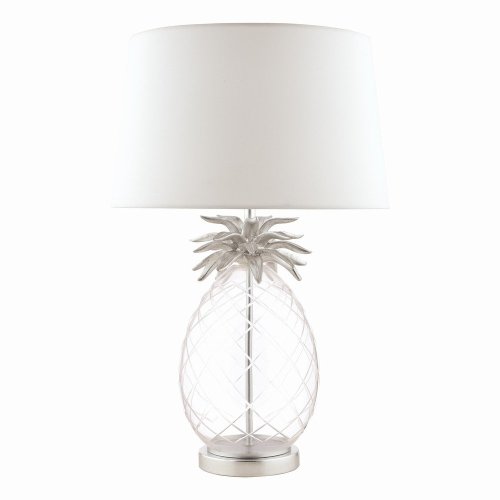 Laura Ashley Pineapple Table Lamp Clear Cut Glass & Brushed Chrome with Shade