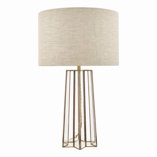 Laura Ashley Star Table Lamp Antique Brass Glass with Shade