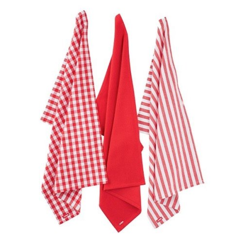 Judge Textiles 3 Pack Tea Towels - Red Check