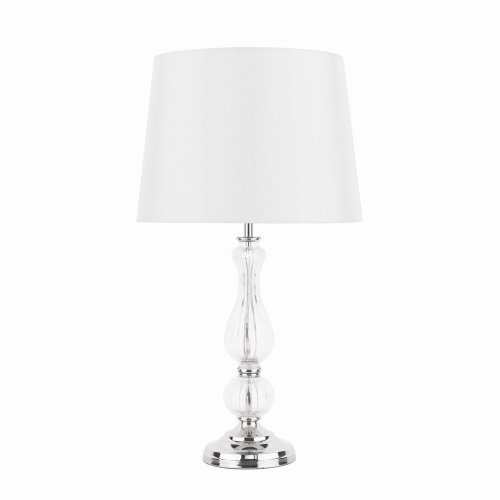 Laura Ashley Bradshaw Table Lamp Polished Nickel & Ribbed Glass with Shade