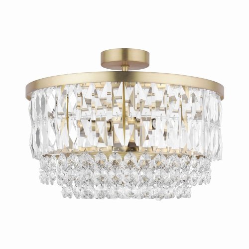 Laura Ashley Rhosill 3 Light Semi Flush Glass & Antique Brass