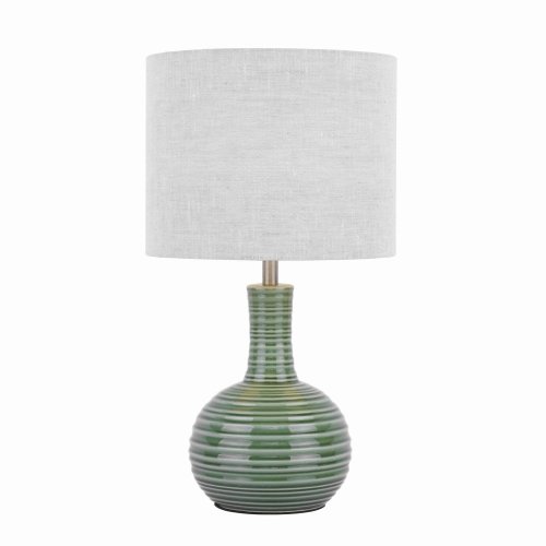 Laura Ashley Padley Table Lamp Green Ceramic & Antique Brass with Shade