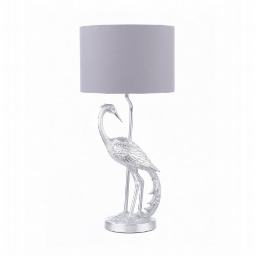 Laura Ashley Tregaron Heron Table Lamp Silver with Shade