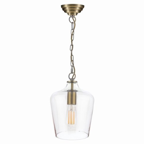 Laura Ashley Ockley Single Pendant Antique Brass and Champagne Glass