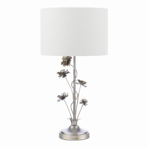 Laura Ashley Lyndale Table Lamp Distressed Silver Leaf and Cream with Shade