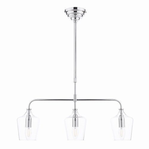 Laura Ashley Ockley 3 Light Bar Pendant Polished Chrome and Glass