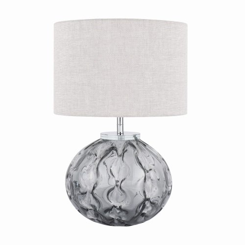 Laura Ashley Elderdale Table Lamp Smoked Glass & Polished Chrome with Shade
