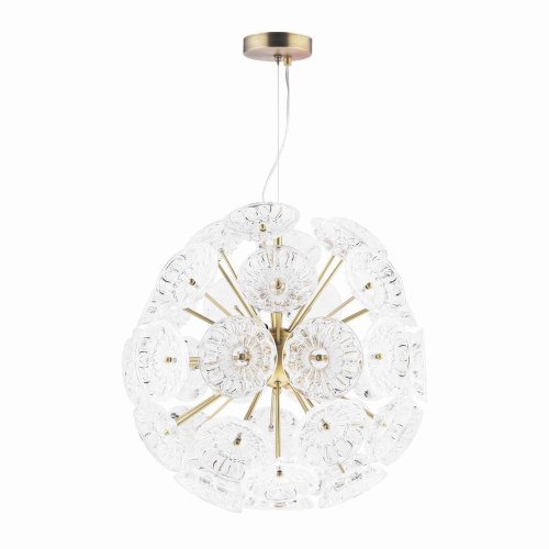 Laura Ashley Elwick 6 Light Pendant Textured Glass & Antique Brass