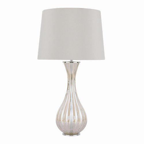 Laura Ashley Nevern Table Lamp Champagne Glass & Polished Chrome with Shade