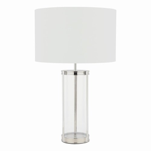 Laura Ashley Harrington Large Table Lamp Polished Nickel and Glass with Shade