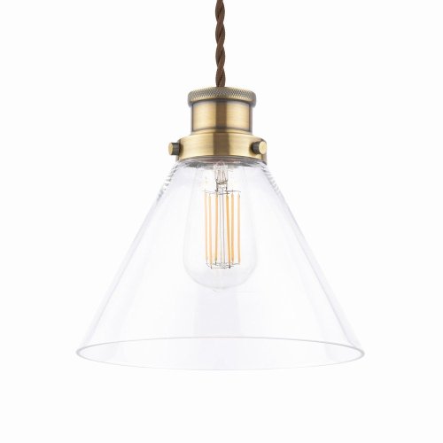 Laura Ashley Isaac Easy Fit Pendant Antique Brass and Glass
