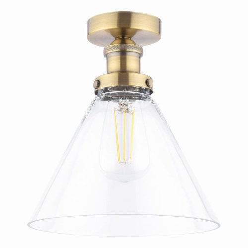 Laura Ashley Isaac Semi-Flush Antique Brass and Glass