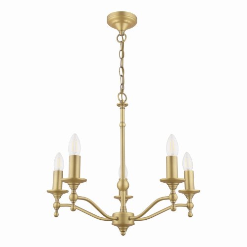Laura Ashley Ludchurch 5 Light Armed Pendant Matt Antique Brass Fitting Only