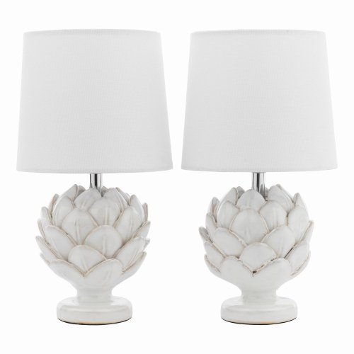 Laura Ashley Artichoke Twin Pack Table Lamp White with Shade