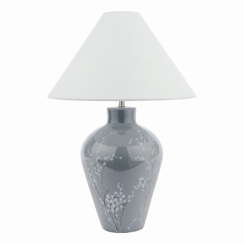 Laura Ashley Pussywillow Table Lamp Grey Ceramic and Polished Nickel with Shade