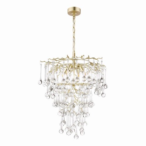 Laura Ashley Willow 4 Light Pendant Satin Champagne and Crystal