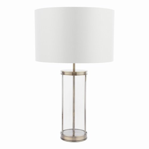 Laura Ashley Harrington Large Table Lamp Antique Brass and Glass with Shade