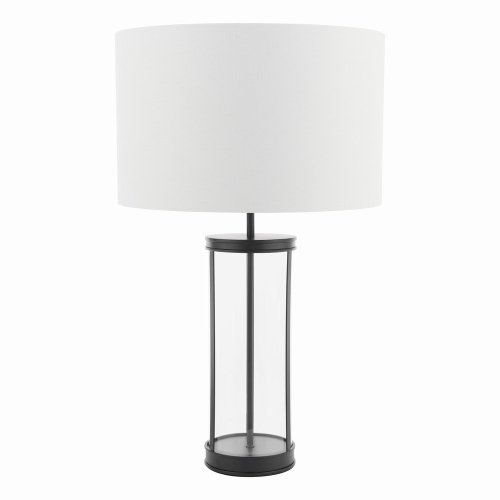 Laura Ashley Harrington Large Table Lamp Matt Black and Glass with Shade