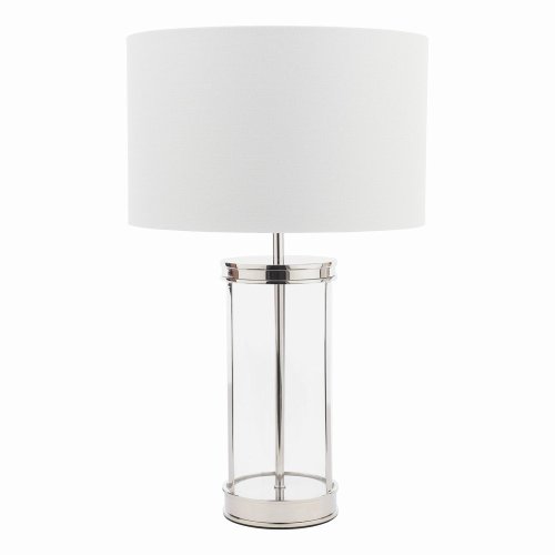 Laura Ashley Harrington Small Table Lamp Polished Nickel and Glass with Shade