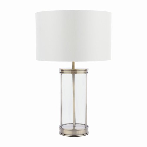 Laura Ashley Harrington Small Table Lamp Antique Brass and Glass with Shade