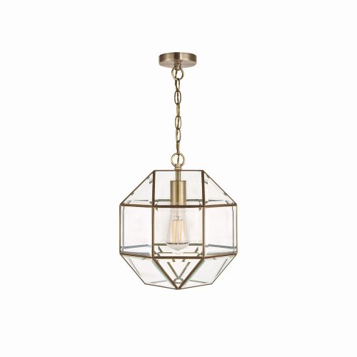 Laura Ashley Blackwell Pendant Antique Brass Glass