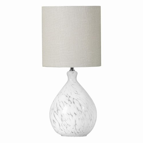 Laura Ashley Confetti Table Lamp White Art Glass and Silver with Shade