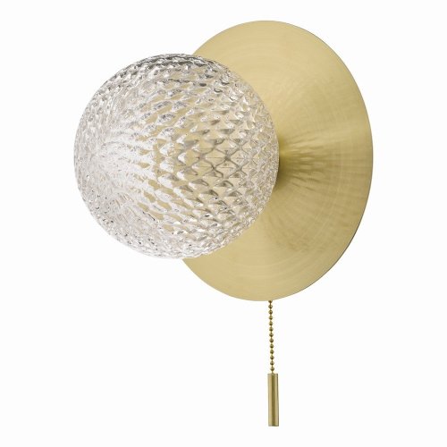 Laura Ashley Prague Bathroom Wall Light Glass Satin Brass IP44