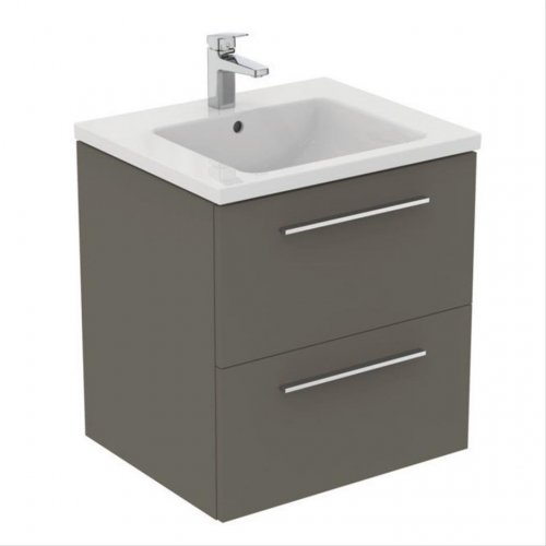 Ideal Standard i.life B Wall Hung 60cm 2 Drawer Matt Quartz Grey Vanity Unit