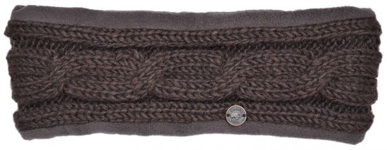 Pure Wool Fleece lined headband - cable - Conker