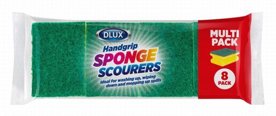 Dlux 8pk Handgrip Sponge Scourers
