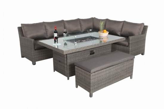 Paris Firepit 7pc Deluxe Modular Corner Dining Set